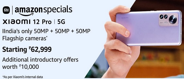 India Desire : Buy Xiaomi 12 Pro 5G From Rs 52999 On Amazon [Flat Rs 10000 Off Using ICICI Cards]